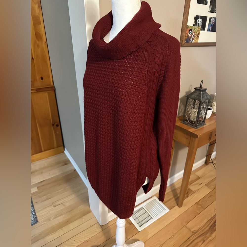 dressbarn Maroon Cowl Neck Sweater